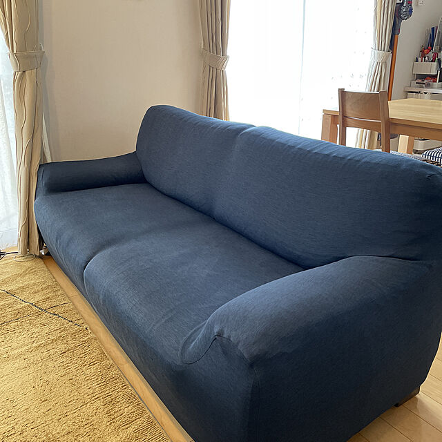 Muのニトリ-肘付ストレッチソファカバー(ライズ GY 3人掛け用) の家具・インテリア写真