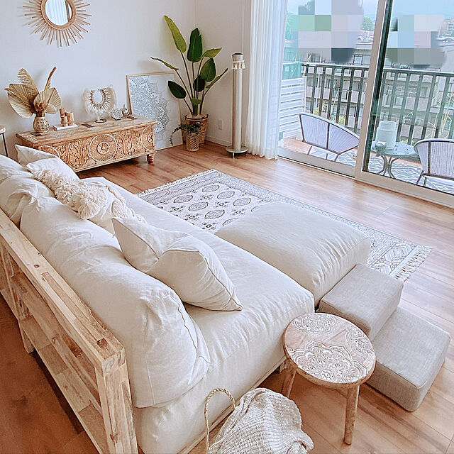 bonitaの萩原-アンティーク絨毯風プリントラグ トルクメン 130×190 アイボリーの家具・インテリア写真