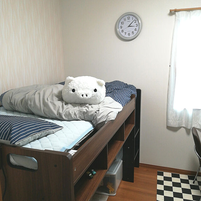 akanegumoのニトリ-すぐに使えるカバー付き寝具６点セット シングル(o GY/NV S) の家具・インテリア写真