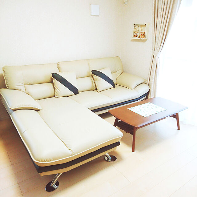 Aliceのニトリ-本革カウチソファ(ロゾ4LC BE ホンカワ) の家具・インテリア写真