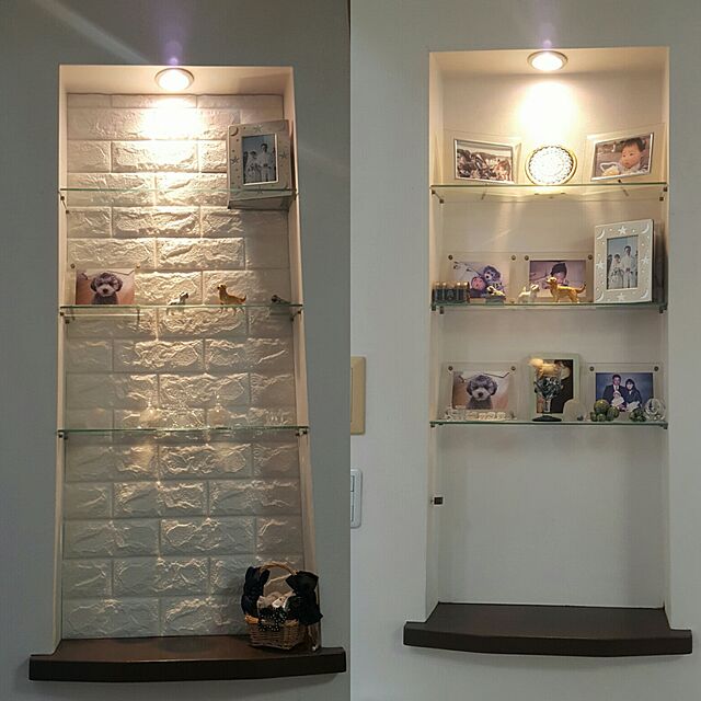 yunyunの-【Hilax】 3D壁紙パネル 3Dウォールステッカー (厚手タイプ) 立体自己粘着シール ホワイトレンガ調 70cm×77cm DIY (① 5枚セット)の家具・インテリア写真