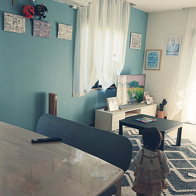 mihiromaiのニトリ-採光・遮熱・遮像・50サイズレースカーテン(エコナチュレボーダー150X208X2) の家具・インテリア写真