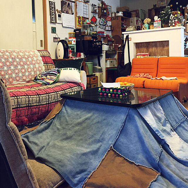 bimoのモリヨシ-マルチカバー ヴェント2 185×185 cm こんなの欲しかった 洗える デニム ラグ 送料無料の家具・インテリア写真