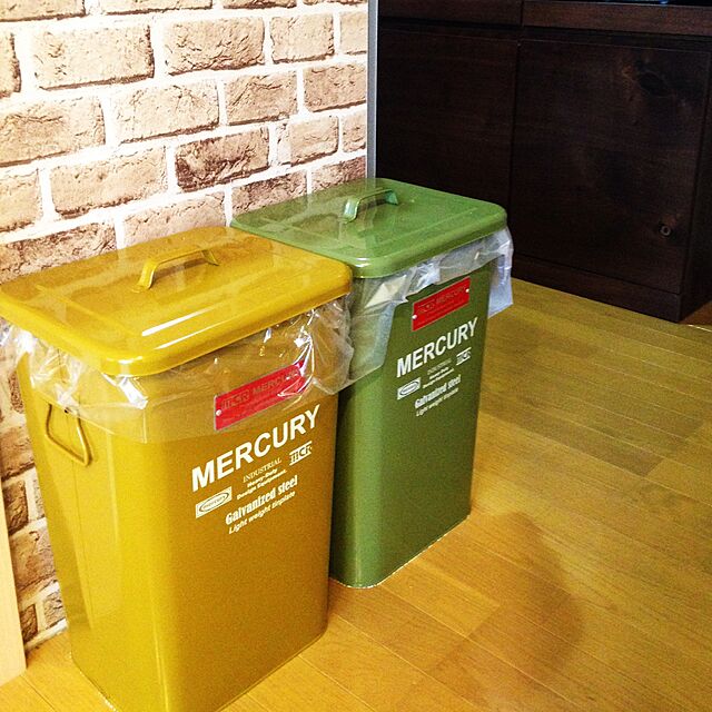 Junpeiの-MERCURY マーキュリー スクエア ダストビン ブリキ製 ゴミ箱 OLIVE GREEN オリーブ グリーンの家具・インテリア写真