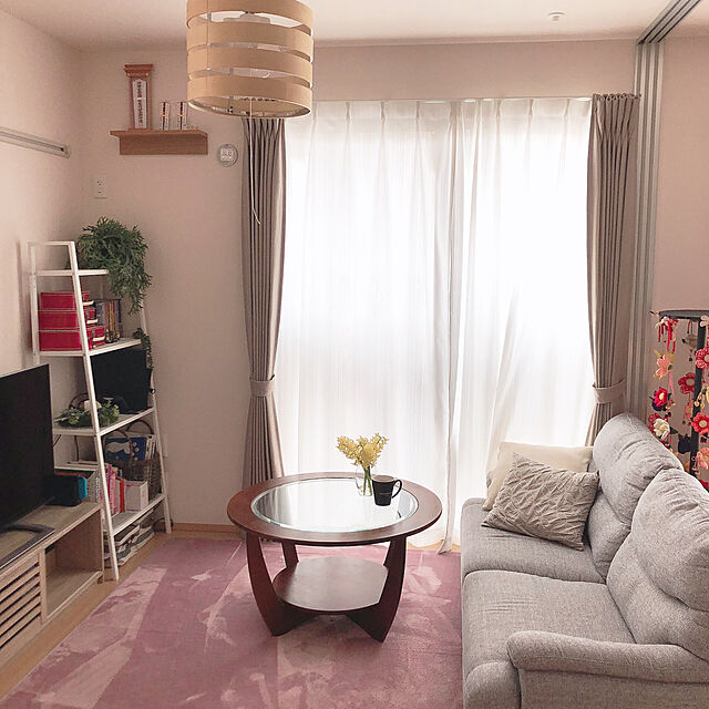 mienaのニトリ-3人用布張りソファ(キャッツ3 DBR) の家具・インテリア写真