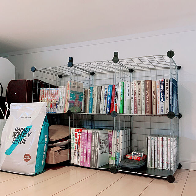HirakuのSIMPDIY-SIMPDIY 大容量 整理棚 本棚 ワイヤー収納ラック 組み立て式 衣類収納ボックス 便利な ワードローブ - グレー（6ボックス）の家具・インテリア写真