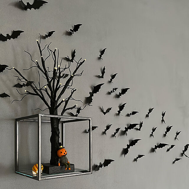 nyanko-beamの-ハロウィン コウモリ シール 44枚セット 3D 立体 ステッカー こうもり 蝙蝠 ホラー リアル 本格的 誕生日 飾り付け 室内 クリスマス 怖い 恐怖の家具・インテリア写真