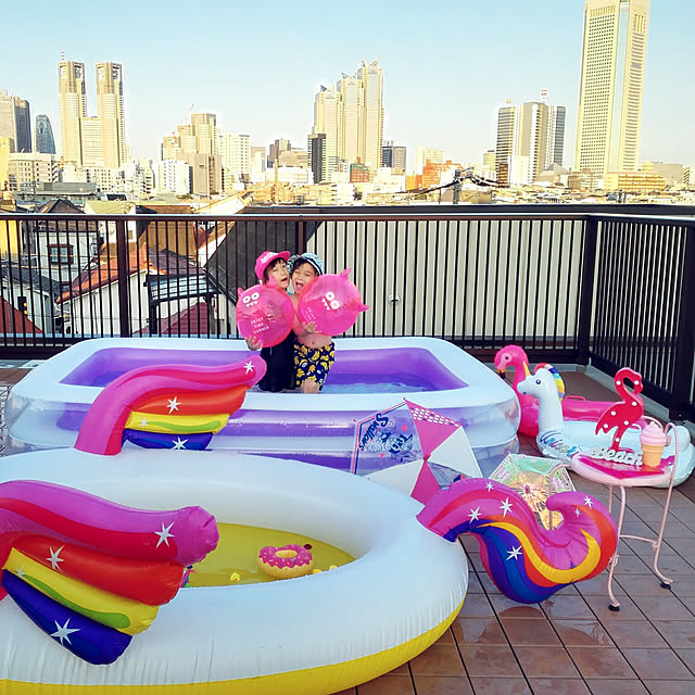 写真付きレビュー プール Intex インテックス ユニコーン プール ビニールプール 子供用 プール ベランダ 家庭用プール 長方形 底に空気 ベビープール おしゃれ 小さい かわいいの通販商品 口コミ情報 Roomclipショッピング