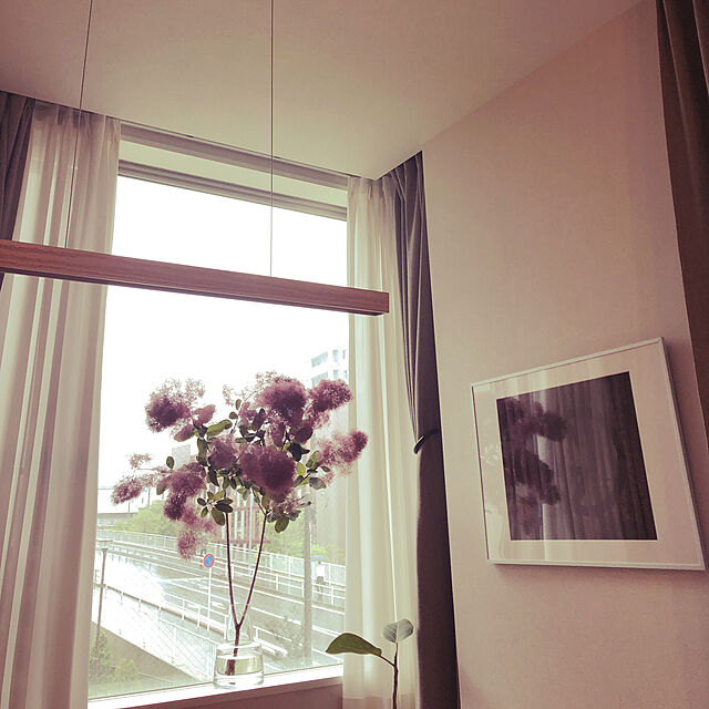 mugi1123の無印良品-ポリエステル二重織プリーツカーテン（防炎・遮光性）／杢ライトブラウンの家具・インテリア写真