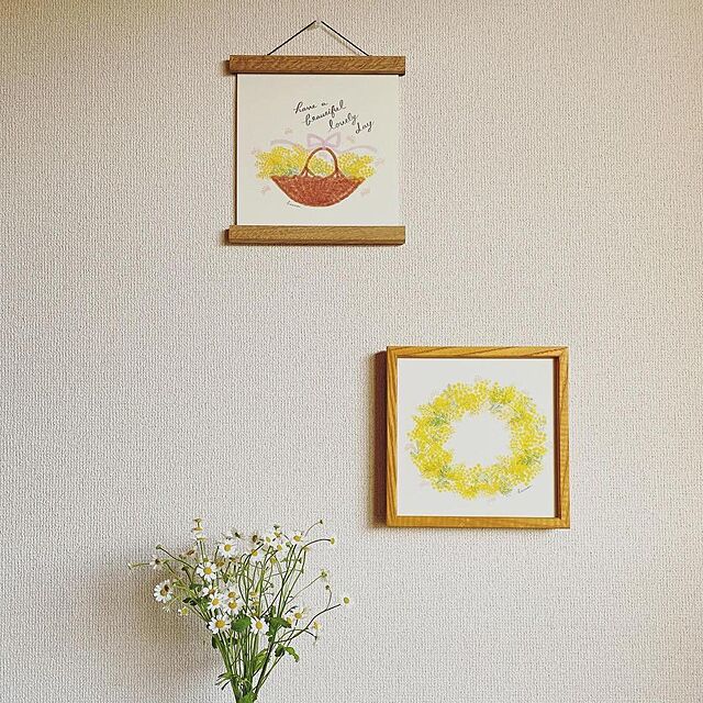 chieheavenの-「ミモザの花かご」20cm角ポスター（文字入り／なし）の家具・インテリア写真