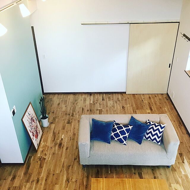 Miyukiの-青い地中海　北欧風　インポートおしゃれ リネン クッションカバー　60x60cmの家具・インテリア写真