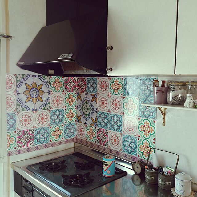 kuruのニトムズ-ニトムズ デコルファ (decolfa) タイルステッカー ピンク キッチン装飾 油汚れ防止 4枚入り M4000の家具・インテリア写真