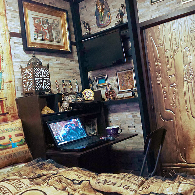 kobakissaのWEIFENGX-エジプト壁画アートプリント3dドアウォールステッカー（77×200センチ）取り外し可能な防水高品質ポスター壁紙用リビングルームの寝室の装飾の家具・インテリア写真