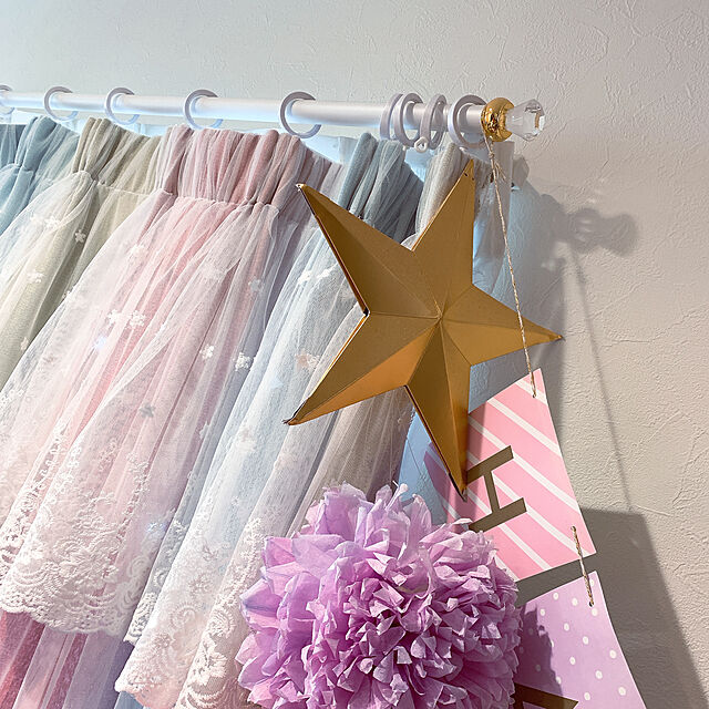 sallyの-一体型 カーテン おしゃれ 安い 透かし彫り オーダー グラデーション 姫系 子供部屋 女の子 星柄 レースセット 送料無料の家具・インテリア写真
