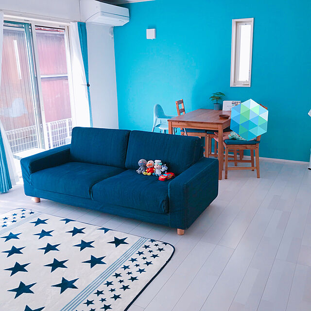 mの無印良品-綿デニムソファ本体ワイドアームダウン２シーター用カバー／ブルーの家具・インテリア写真
