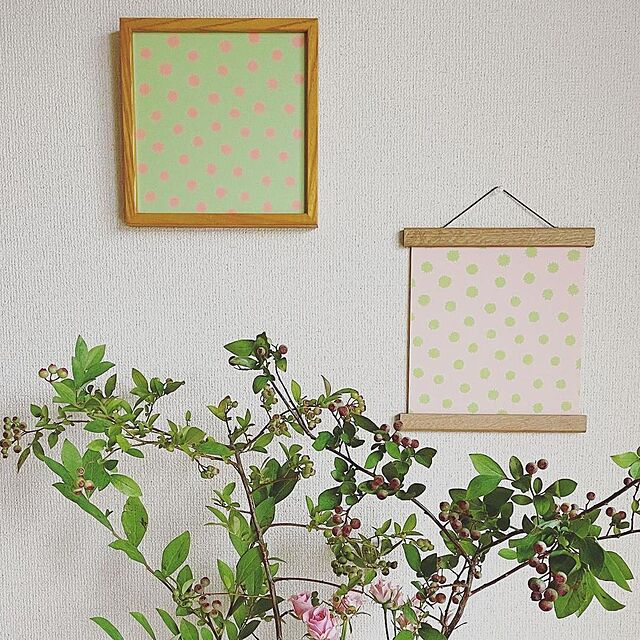 chieheavenの-「mimosa dot（lilac & orange）」20cm角ポスターの家具・インテリア写真