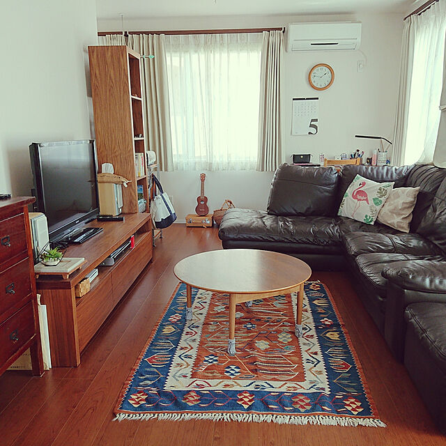 pocohomeのニトリ-本革コーナーソファ(ウォール2 ホンカワ DBR) の家具・インテリア写真