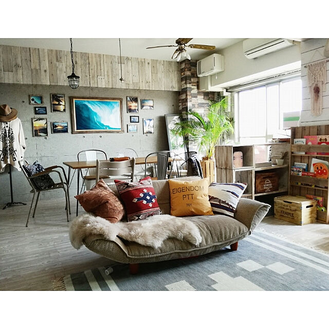 Maiの-エルパソ サドルブランケット ウール素材 ネイティブ柄 ニューマヤモダン クッションカバー 45cm×45cm (G柄)の家具・インテリア写真