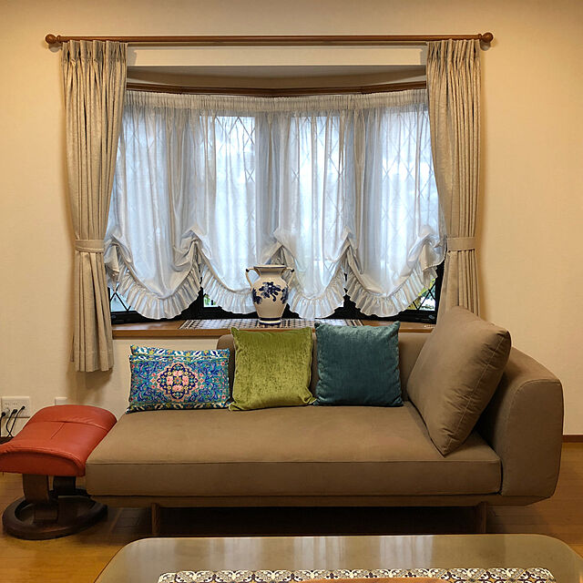 danranの-トルコ製生地使用 シンプルクッションカバー 45×45cm用 ライトグリーン 【通販】の家具・インテリア写真