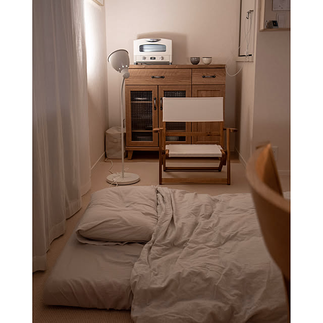 arinoの無印良品-オーガニックコットン洗いざらしプリーツカーテン／生成 生成の家具・インテリア写真