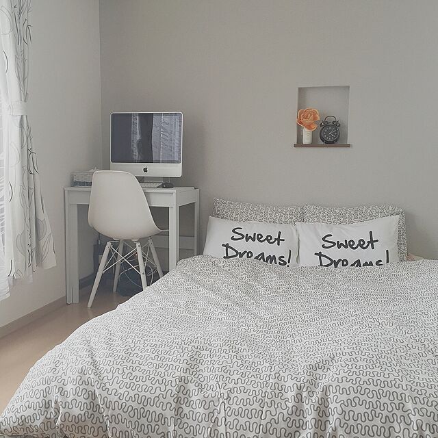 asukaの-枕カバー 白 【白黒】SWEET DREAMS! パイルピローカバー　枕カバー 白の家具・インテリア写真