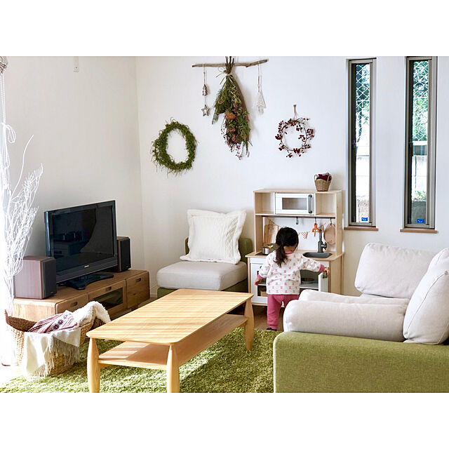 kazumi_innbの-天然木ナラ・オーク無垢材＆突き板仕上げテレビボード角を丸くしたやさしいデザイン・オイル塗装仕上げ120cm150cm2タイプありますテーパー脚・完成品の家具・インテリア写真