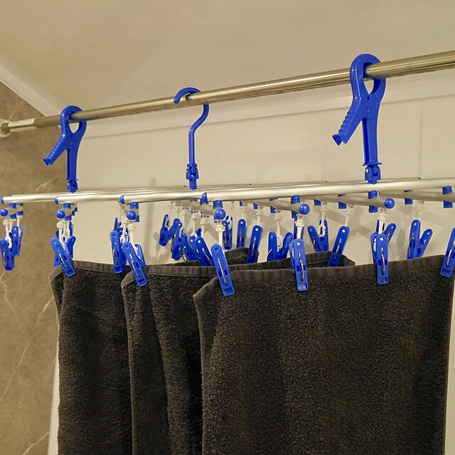 Norikaのキクロン(Kikulon)-キクロン 洗濯 物干し ハンガー 伸縮ハンガー 30ピンチ ブルー ピンチ取り替え可能 角ハンガー スペーススリムⅡの家具・インテリア写真