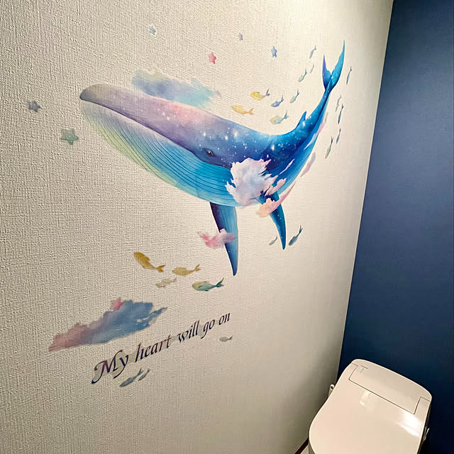 写真付きレビュー ウォールステッカー 動物 クジラ 子供部屋 海 魚 子供 おしゃれ かわいい 鯨 ステッカー 男の子 女の子 イルカ 壁紙 海中 宇宙 窓 背景 夏 海の中 ブルー お風呂 鯨 癒し系 星 魚群 雲 壁 飾り 浴室 バスルーム