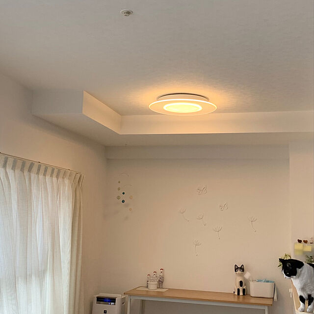 bikkeのHidamari Nora-ひだまりのら シェード ランプ 大 夢之助 黒白 猫 和紙 手すき 100V25Wの家具・インテリア写真