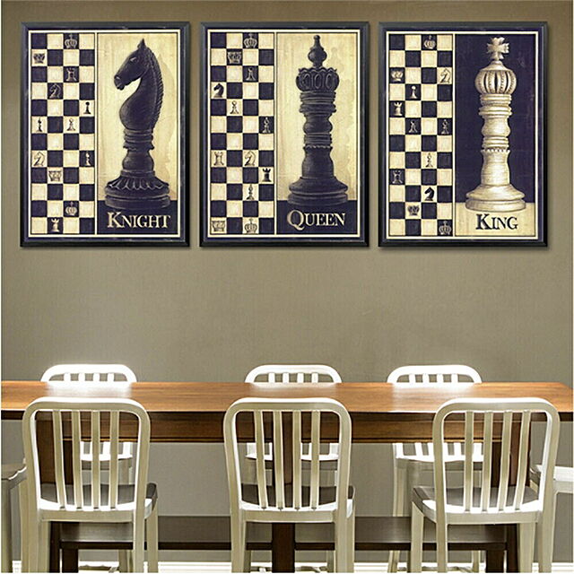 aiojapanの-【在庫限り】ポスター 3種類 ナイト クィーン キング アンティーク チェス 駒 デザイン チェス盤 インテリア おしゃれ 大人 デザイン クラシック レトロの家具・インテリア写真