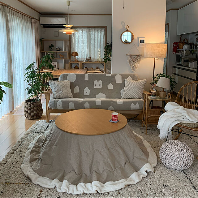 kekokekoの-鏡　壁掛け　おしゃれ　丸　木製 ハンドメイド インテリア　ラタン家具の家具・インテリア写真