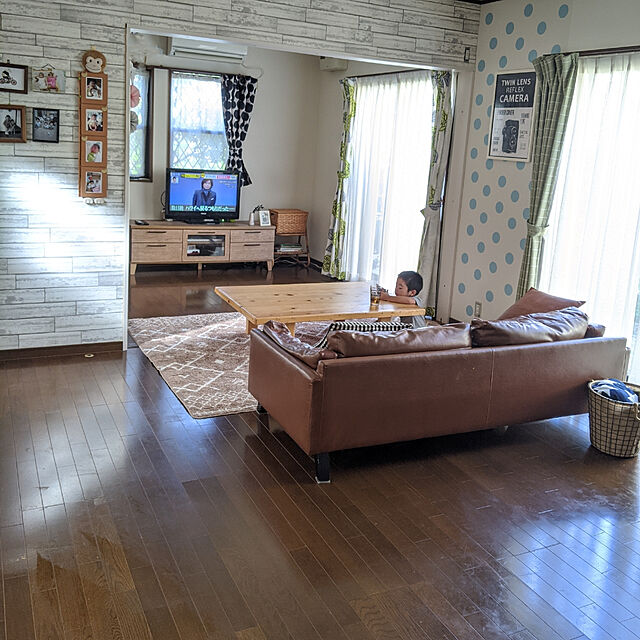 dadaの-フラワープリントの麻入り生地カーテンの家具・インテリア写真