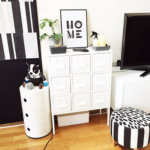 特別オファー IKEA イケア キャビネット 引き出し付き SPRUTT ホワイト キャビネット・サイドボード
