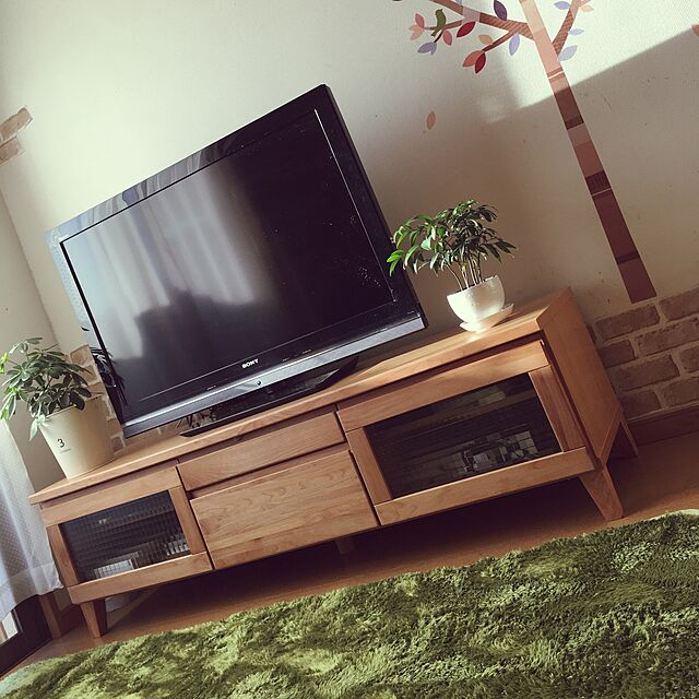 kumaの-TVボード 約150cm TV台 幅 150cm幅 テレビ台 テレビボード 150 木製 ウッド ナチュラル カントリー家具 アルダー材を贅沢に使用 アルダーTVの家具・インテリア写真