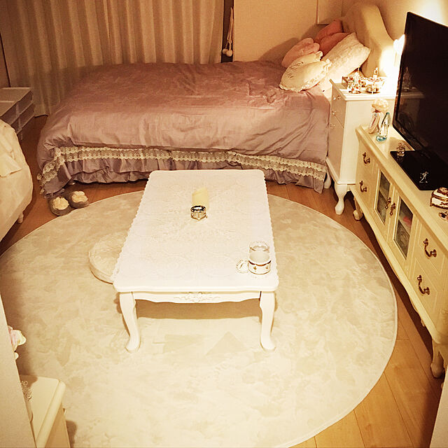 Eriの有限会社サヤンサヤン-サヤンサヤン 洗える マイクロファイバー 円形 ラグ なごみ 直径 190 スノーホワイト たためるの家具・インテリア写真