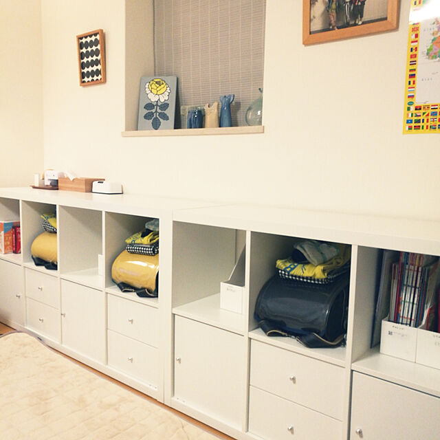 roomのイケア-【IKEA -イケア-】KALLAX -カラックス- シェルフユニット インサート 引き出し2段 ハイグロス ホワイト 33x33 cm (703.516.12)の家具・インテリア写真