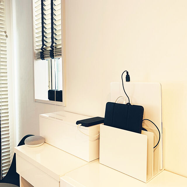 Miminoieの山崎実業-山崎実業(Yamazaki) ケーブルボックス ウェブ L ホワイト 約W40×D15.5×H14.5cm 電源タップ ケーブル 収納 2707の家具・インテリア写真