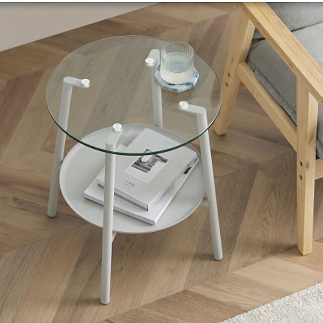 Simple-Styleのアイリスオーヤマ-ガラスサイドテーブル LGT-ST コンパクト シンプル ガラス LaLassic グレー SimpleStyle アイリスオーヤマの家具・インテリア写真