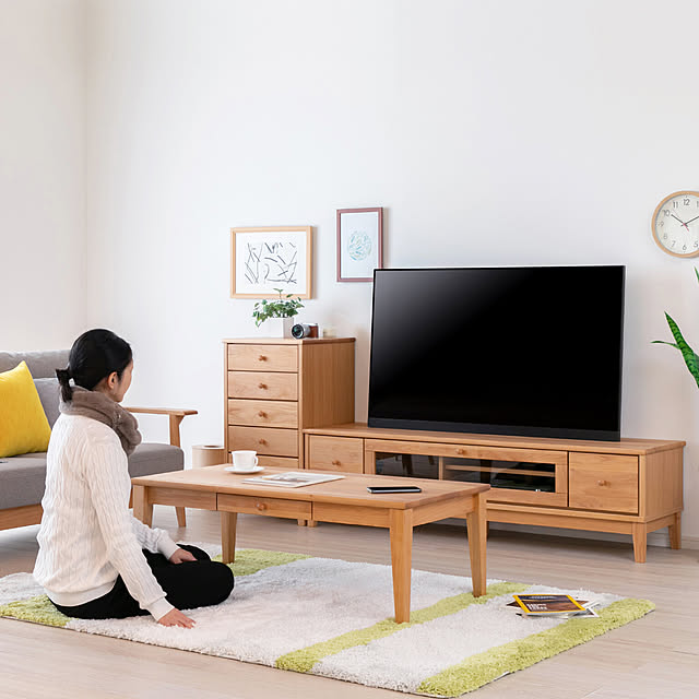 isseiki_furnitureの-【ポイント5倍！5/16 1:59まで】幅150 テレビボード ローボード tvボード tv台 完成品 150cm 北欧 無垢 天然木 木製 おしゃれ かわいい リビング 収納 引き出し 50v Wi-Fi ルーター ゲーム シンプル ナチュラル 模様替え ISSEIKI AIRYの家具・インテリア写真