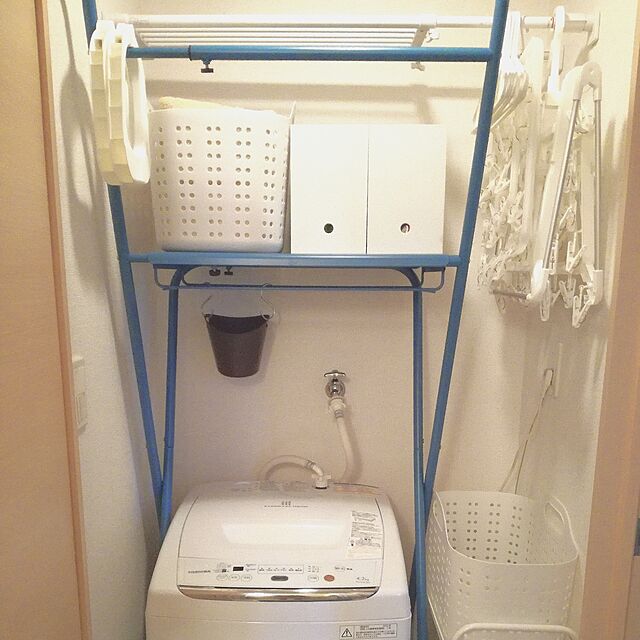 Megumiの藤栄-【HUGhugLAUNDRY】洗濯機ラック(ホワイト,ブルー)の家具・インテリア写真