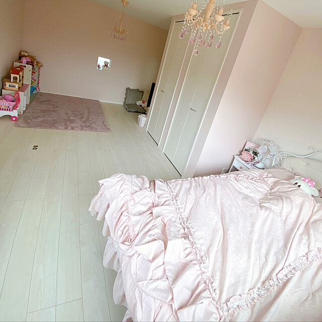 ynの-ミルフィーユ布団カバー3点セット（洋シングル・ピンク）の家具・インテリア写真