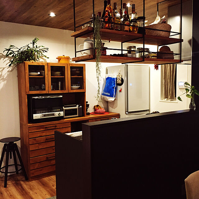 Mamikoの-食器棚 105 キッチンボード カップボード ヴィンテージ ブルックリン ブラウン 木製 おしゃれ LINA 送料無料【開梱設置付】の家具・インテリア写真