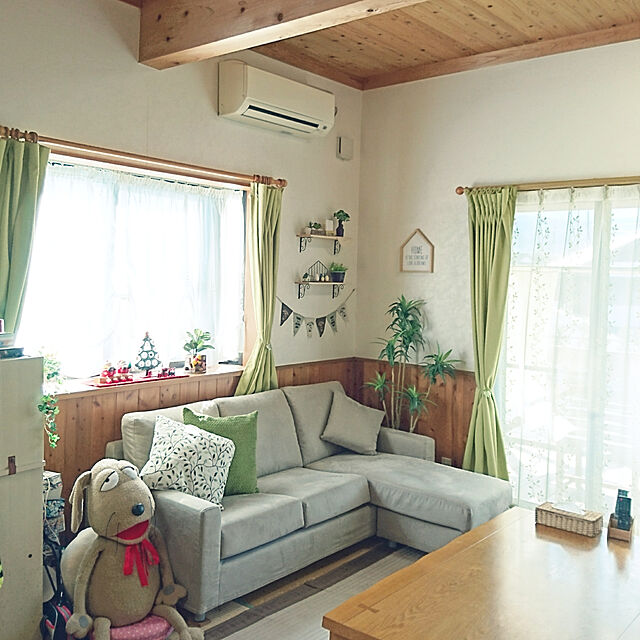 misarikuのニトリ-クッションカバー(IN ラフ GR) の家具・インテリア写真