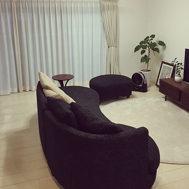 Kumimaruの-カウチソファー 3人掛け クッション付き スツールファブリック 布 大人気デザイン3カラー ブラック ブラウン ブルー 【開梱設置】の家具・インテリア写真