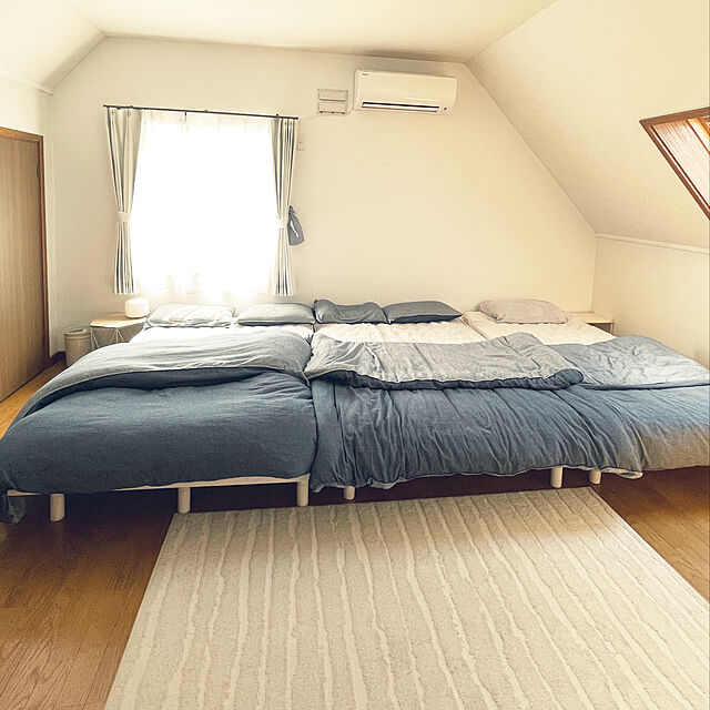 pokkaorunのニトリ-ゴムバンド付き敷きパッド セミダブル(コットンリネン n MO SD) の家具・インテリア写真