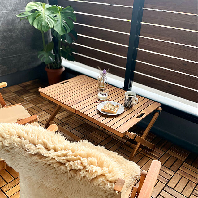 nashie7474のニトリ-木製折りたたみローチェア(ブラウン NTT) の家具・インテリア写真