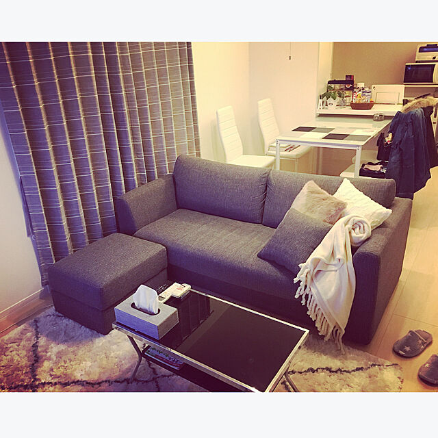 Chisatoのニトリ-継ぎ目のない座面にゆったり座れる3人用ソファ(NポケットA3 FM-DGY) の家具・インテリア写真