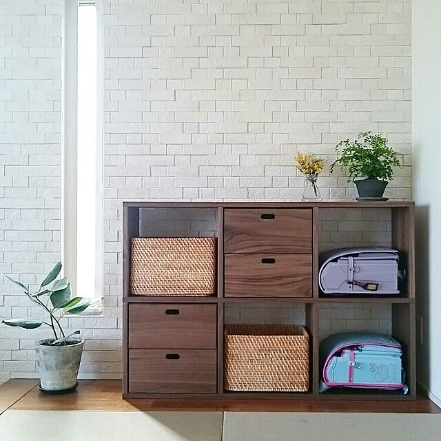 Marikoの無印良品-スタッキングシェルフセット・３段×２列・ウォールナット材の家具・インテリア写真