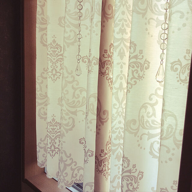 taka.3の-カフェカーテン 約145×50cm メール便送料無料 エルム おしゃれ 目隠し ヨーロピアン ダマスク オーナメント セミロング 北欧風 アイボリー 白色系 ベージュ 新生活の家具・インテリア写真