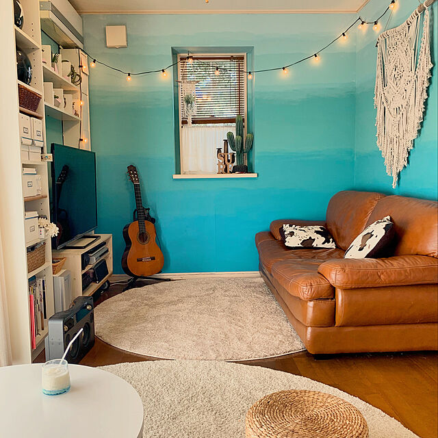 bowbowcoのニトリ-アクセント円形ラグ(SシャギーBE 直径180) の家具・インテリア写真